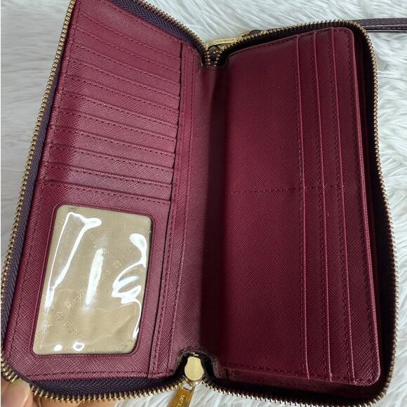 Michael Kors Burgundy Large Zip Around Wallet - Picture 5 of 9